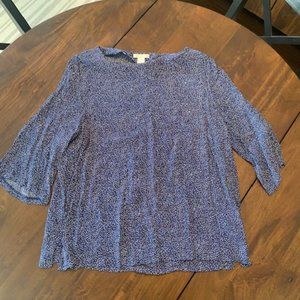 Blue and White print blouse